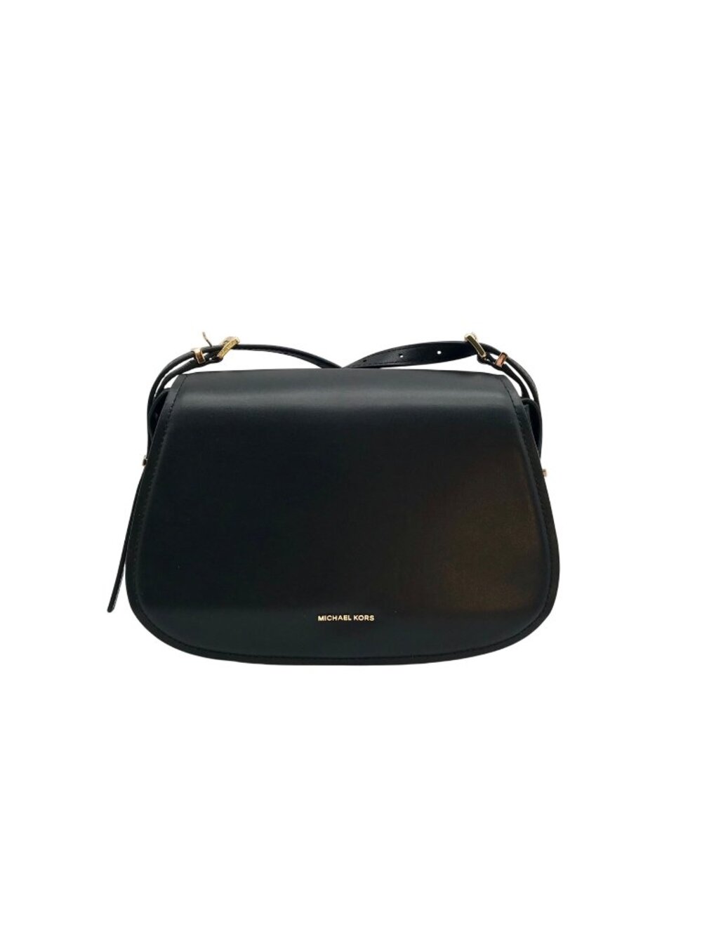 Michael Kors Black Leather Medium Lydia Flap Messenger Bag